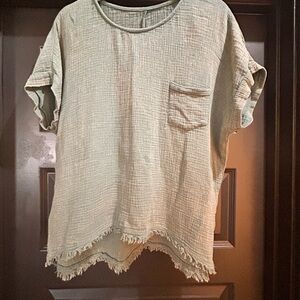 Casual Green Women's Cotton Gauze Oversized Top